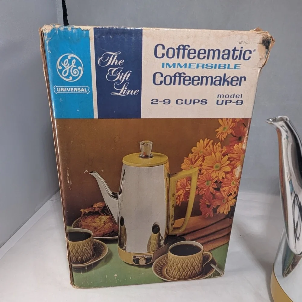Vtg GE Coffeematic Immersible Coffeemaker Percolator Harvest Gold The Gift Line